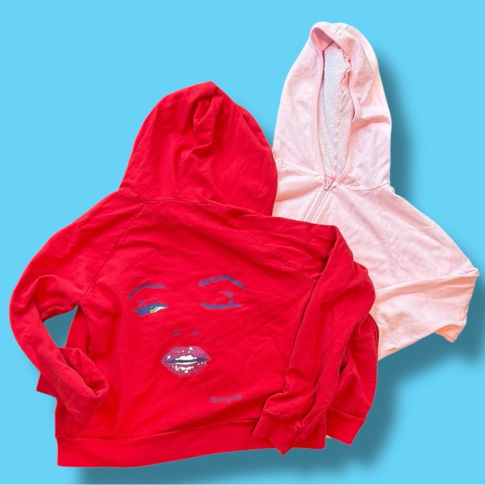 Betsey Johnson Red and Pink “Marilyn” Hoodies Y2K Small